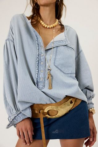 We The Free Denim Dreaming Railroad Stripe Pullover