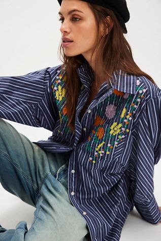Tricia Fix Embroidered Sabine Striped Top