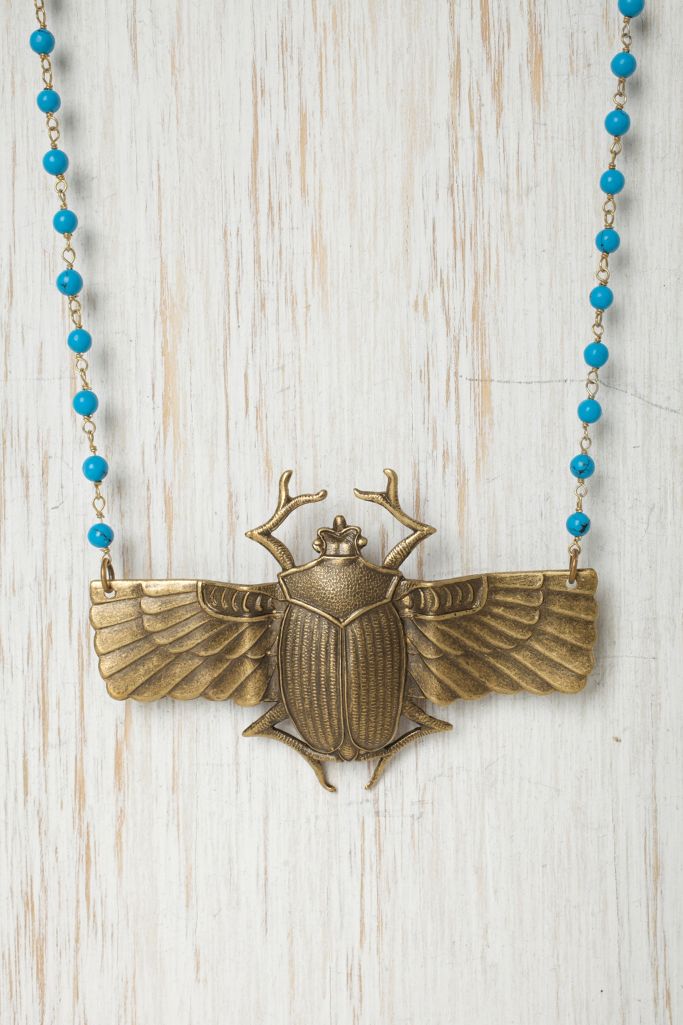 Brass Scarab Necklace | Free People