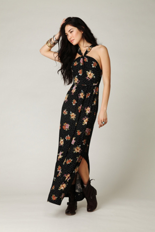 halter maxi dress floral