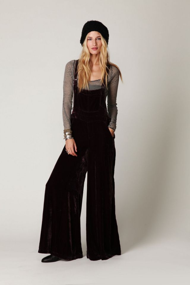 Velvet Wideleg Overalls Free People
