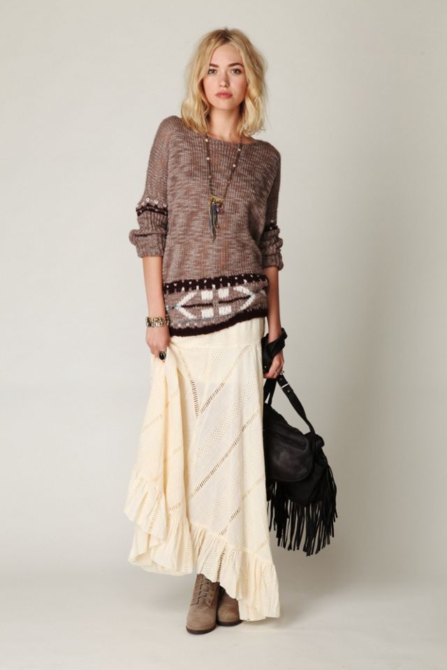 Solid Pieced Maxi  Skirt Free People