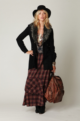 free people plaid maxi skirt