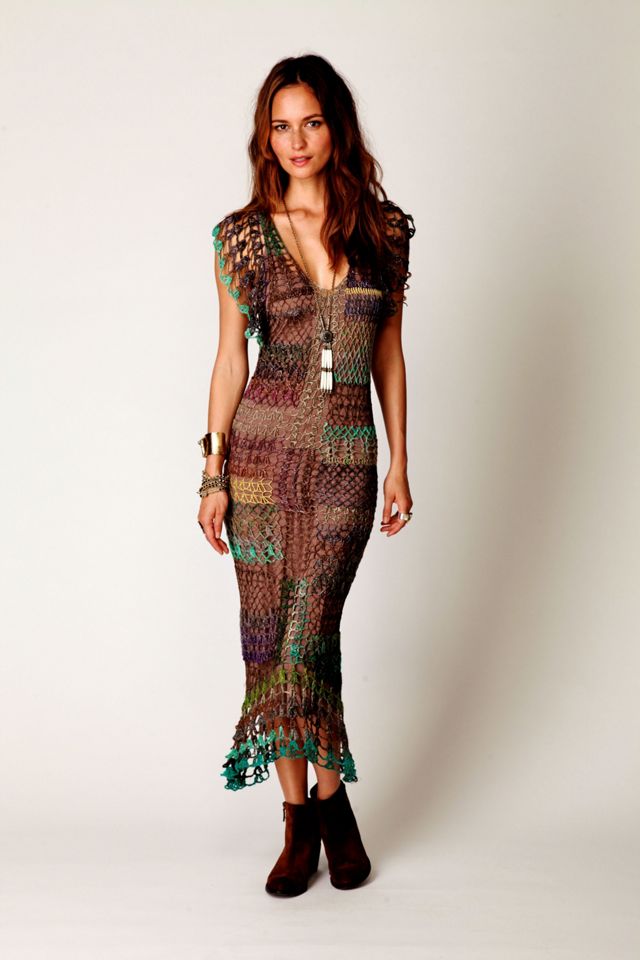 FP Spun Fools Gold Crochet Dress Free People