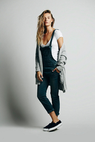 free people washed denim overall
