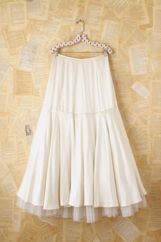 white silk maxi skirt