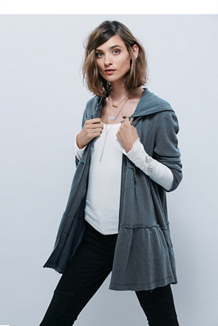 tiered trapeze zip sweatshirt