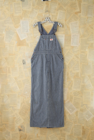 striped denim overall dress