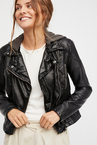 free people faux leather jacket with hood