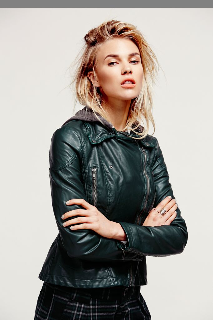 Vegan Leather Hooded Jacket Free People