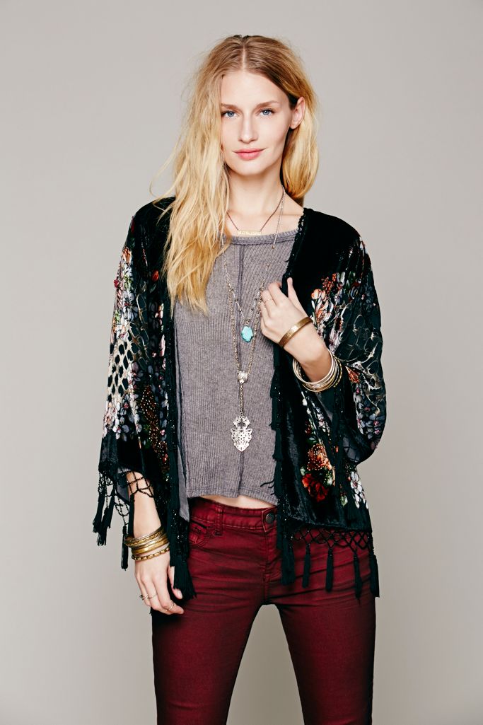 Floral Fringe Kimono Free People