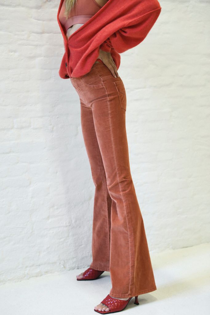 yellow corduroy flare pants