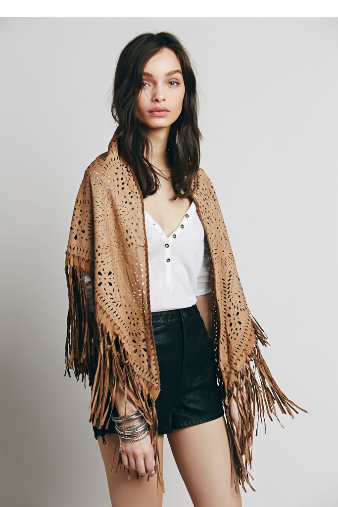 Suede Fringe Wrap | Free People