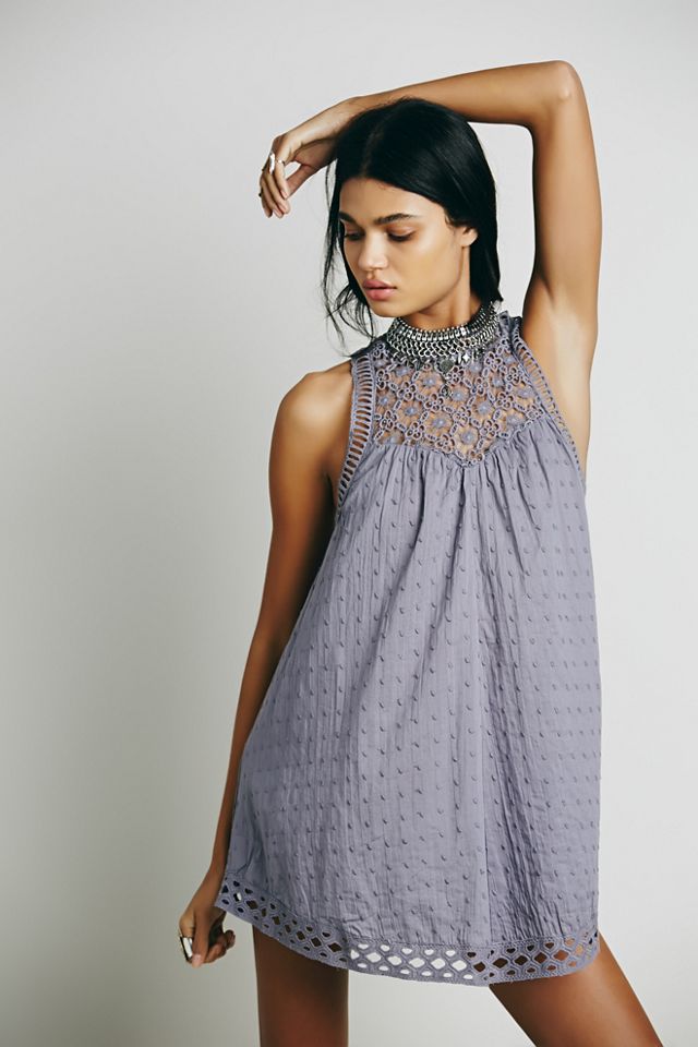 Sleeveless Hi Neck Swiss Dot Tunic Free People