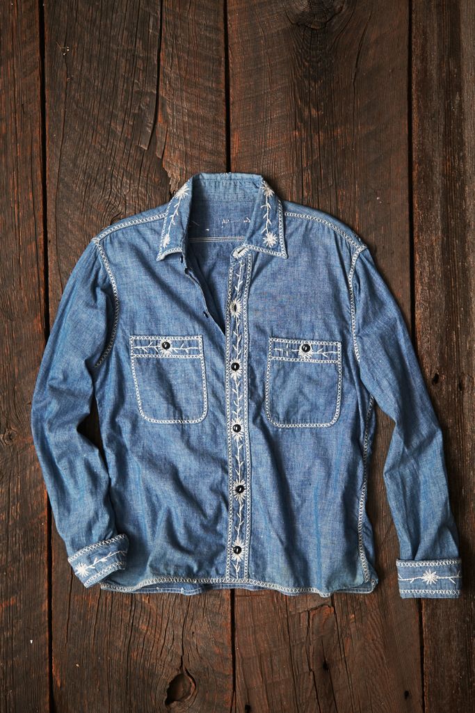 Vintage Embroidered Denim Shirt Free People