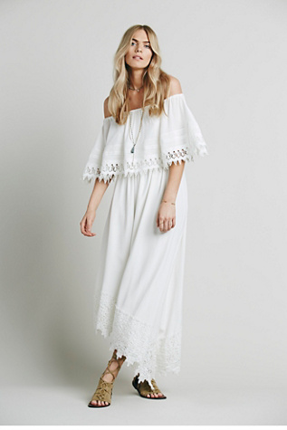 Off the Shoulder White Boho Dress