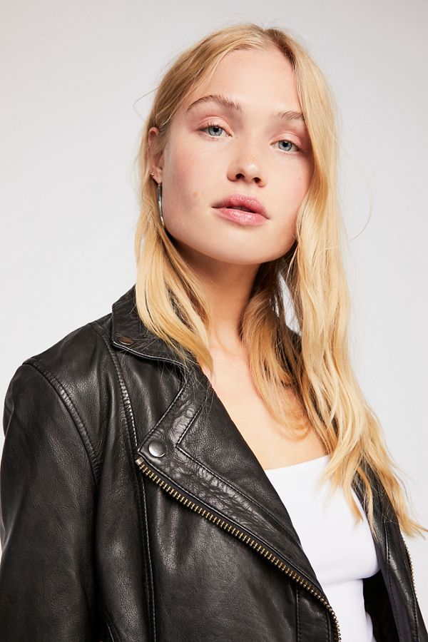 Washed Leather Moto Jacket | Free People UK