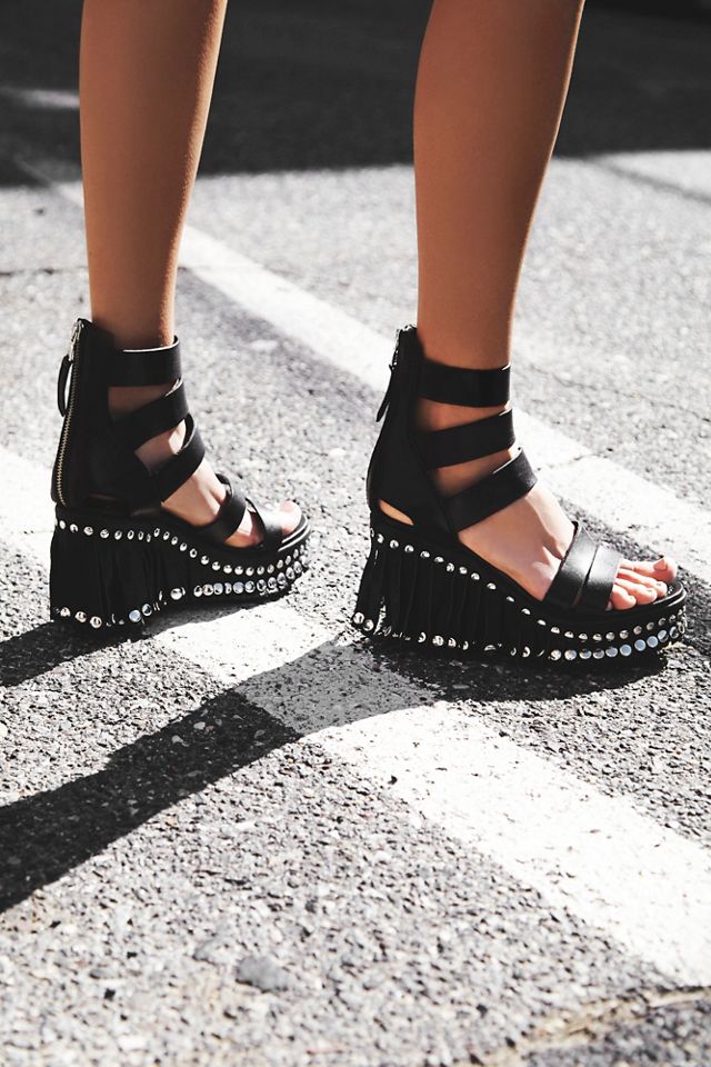 fringe wedge sneakers