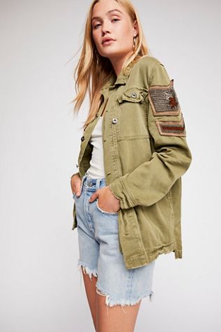 Embellished Military Shirt Jacket