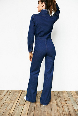 70s flared denim jumpsuit