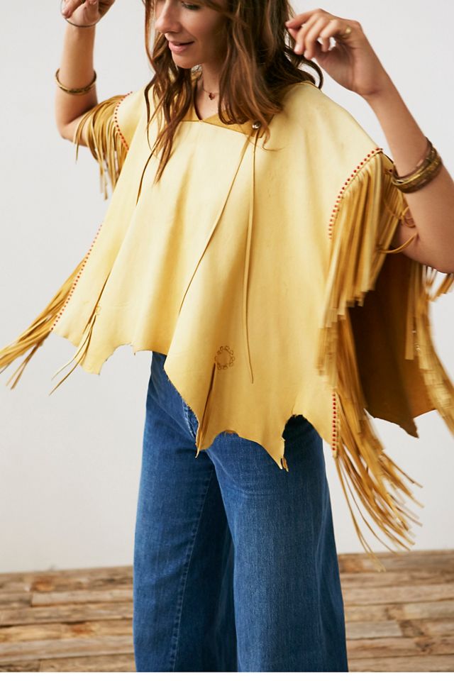 Vintage Fringe Beaded Poncho | Free People