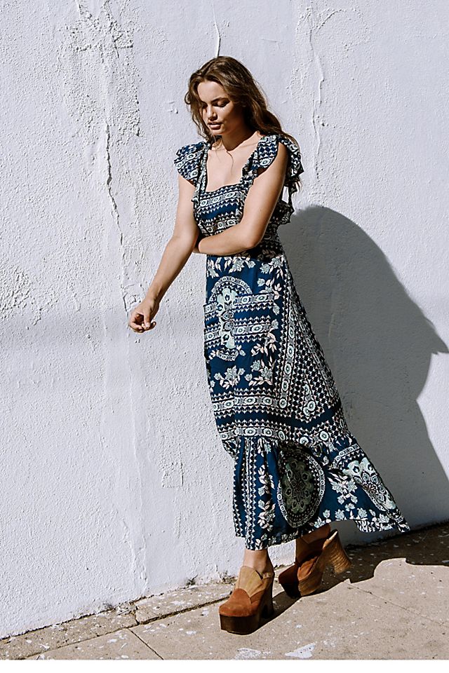 Frill Printed Maxi Dress | Free People