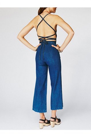 70's style denim jumpsuit