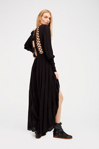 free people black long sleeve dress