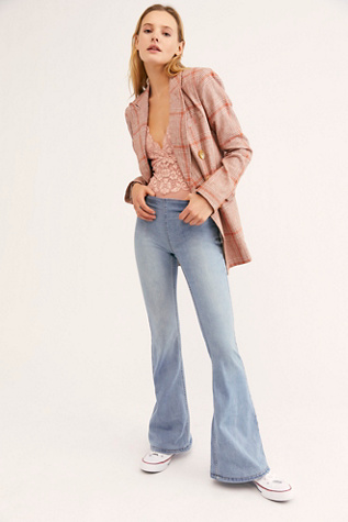 penny pull on flare jeans long