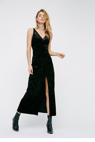 velvet maxi slip dress