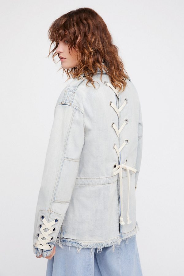 lace up denim jacket