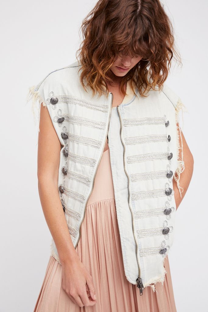 Embroidered Officer Denim Vest Free People