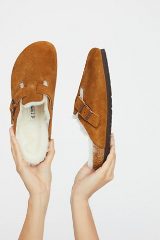 shearling lined birkenstock clogs