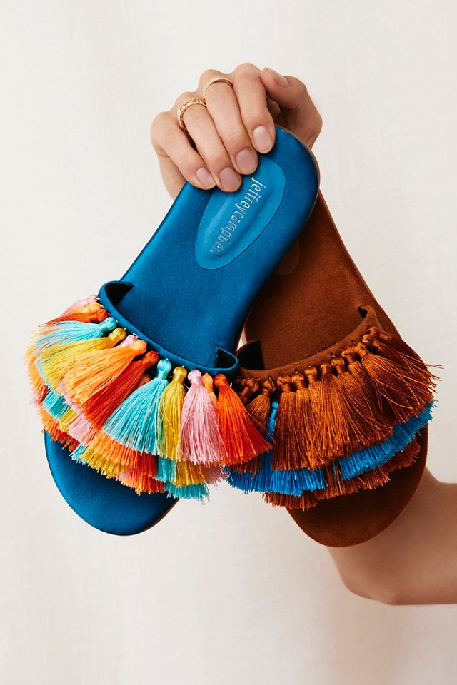 orange tassel sandals