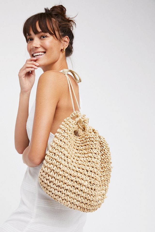 beach straw backpack