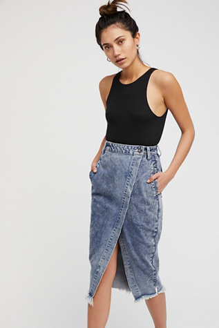 free people long denim skirt