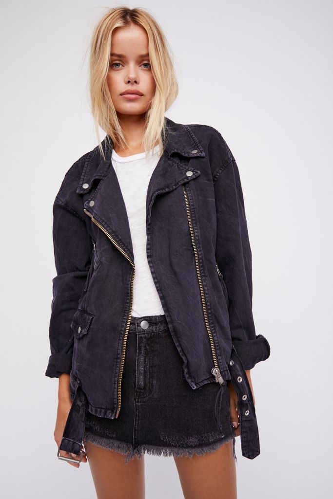 Oversized Denim Moto Jacket | Free People