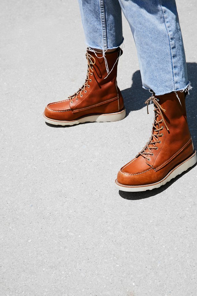 red wing classic moc on feet