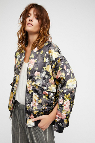 free people floral bomber