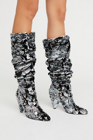 sequin slouch boots