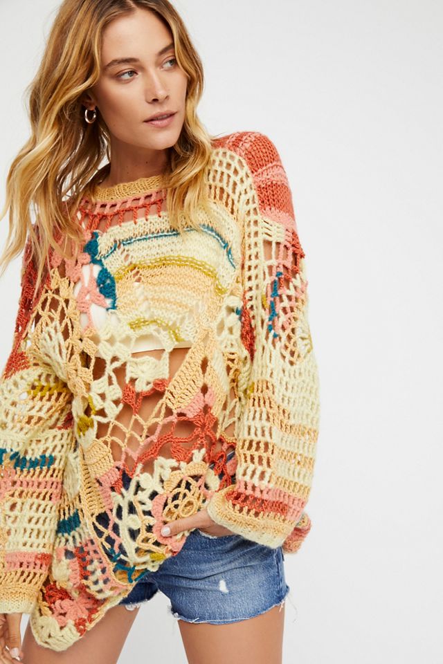 Sherbert Crochet Pullover Free People