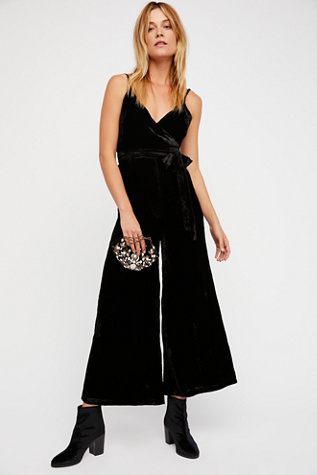 free people black velvet jumpsuit