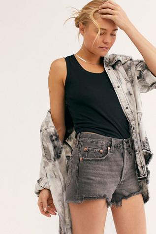 free people black denim shorts