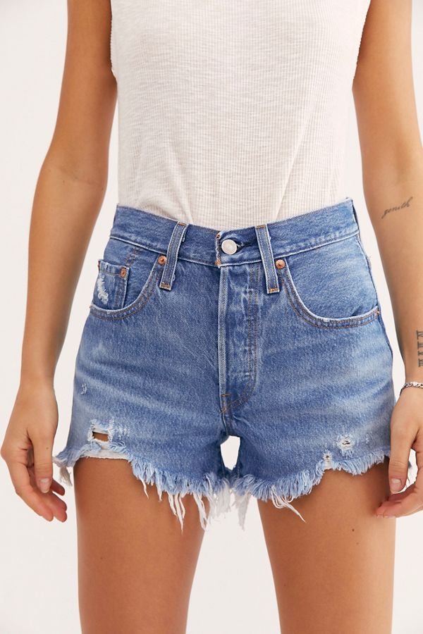 levis 501 high rise denim shorts