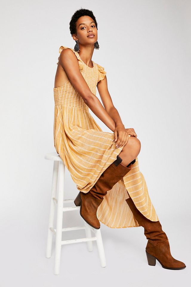 Chambray Skies Petal Collar Smocked Dress