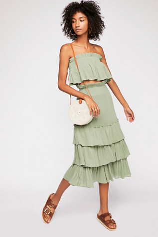 endless summer by free people sea breeze strapless crop top & midi skirt