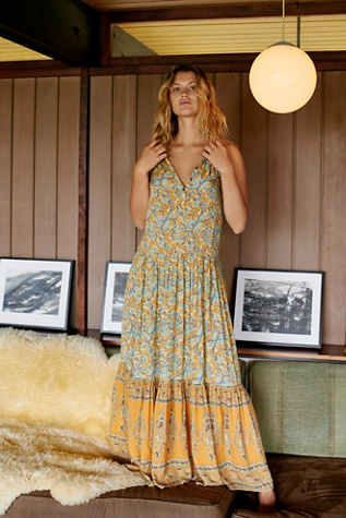 spell delirium maxi dress gold