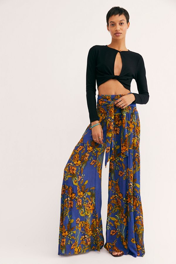 Free People Fp One Aloha Printed Wide-leg Pants in Green