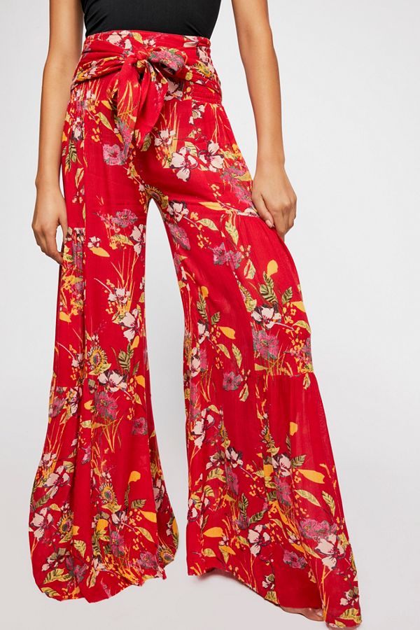 printed wide leg pants