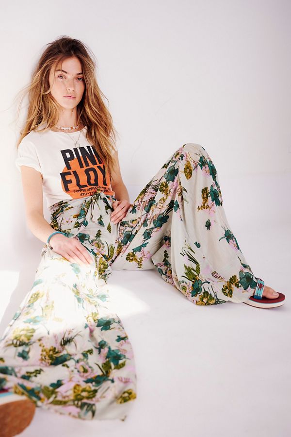 printed wide leg pants
